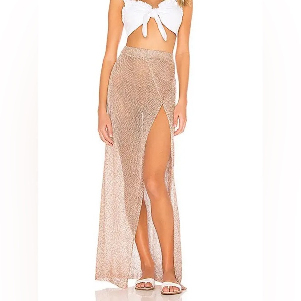 Superdown Metallic Bronze Knit Wrap Skirt